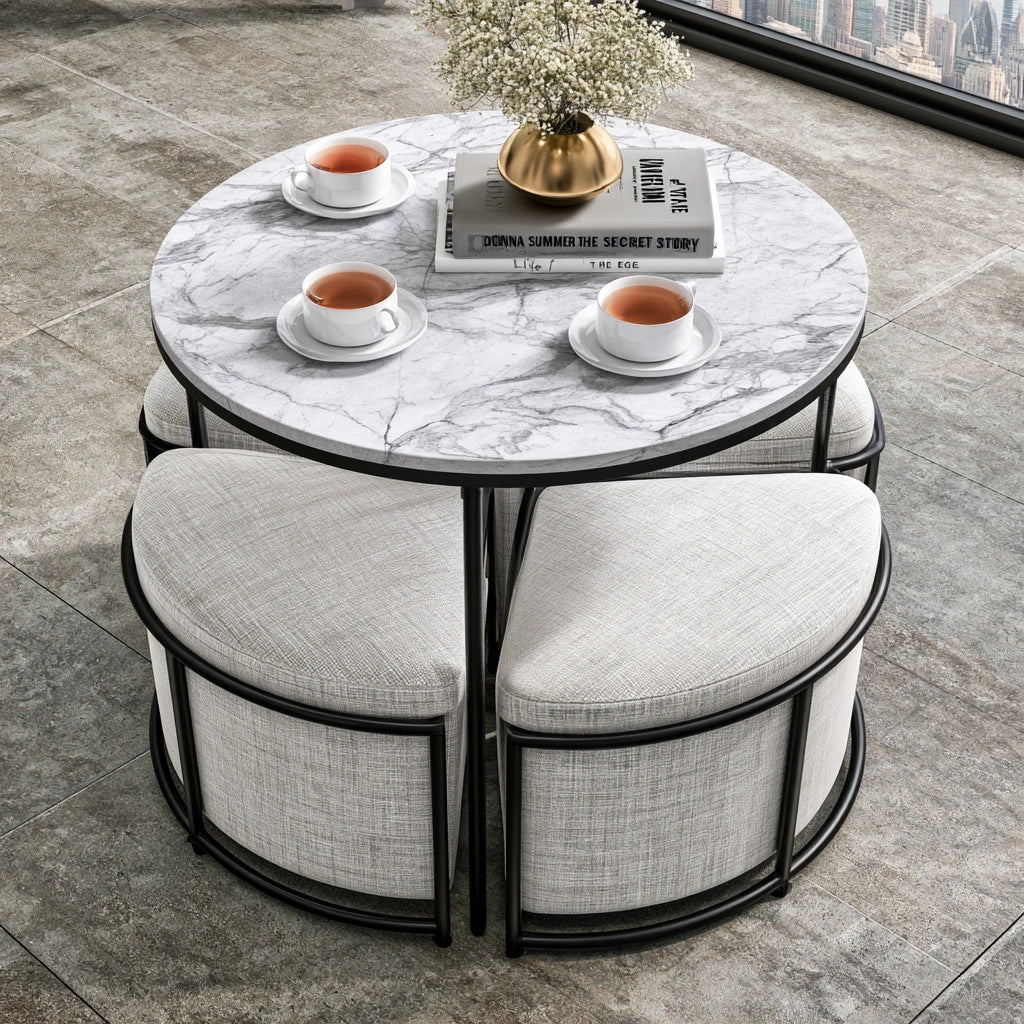 Set tavolo e sedie da pranzo, colore grigio