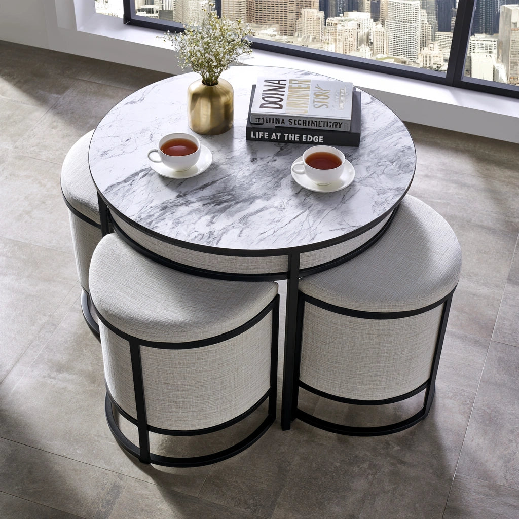 Set tavolo e sedie da pranzo, colore grigio