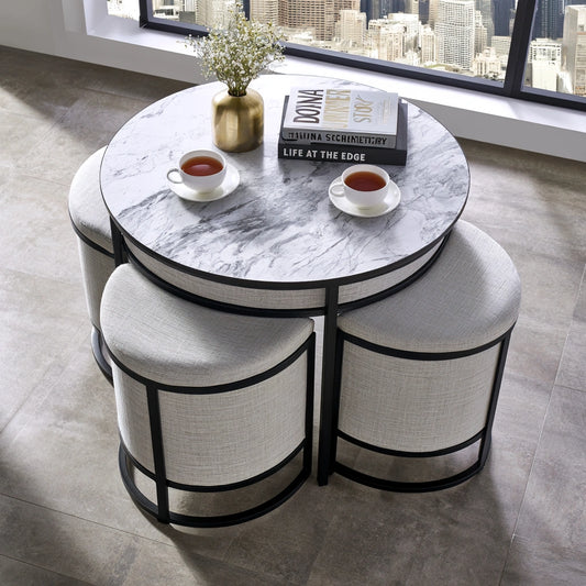 Set tavolo e sedie da pranzo, colore grigio