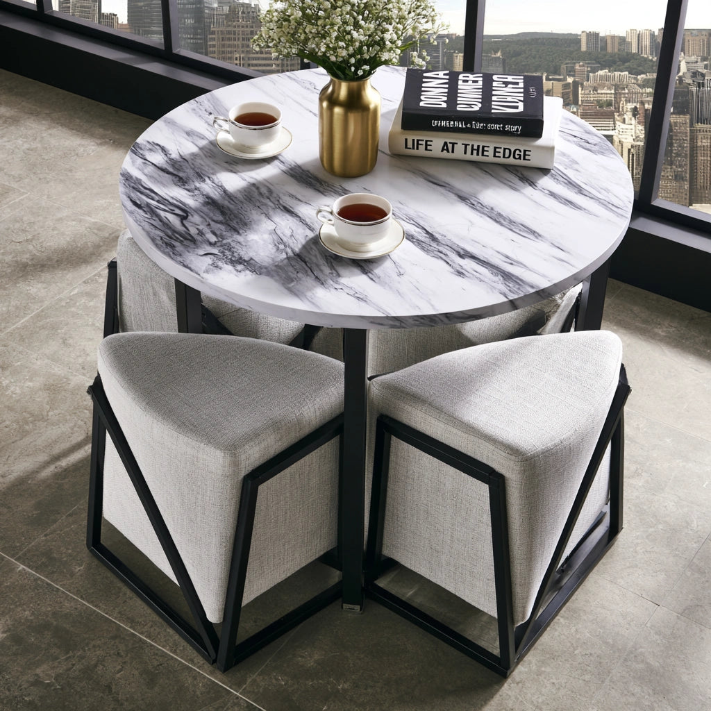 Set tavolo e sedie da pranzo, colore grigio