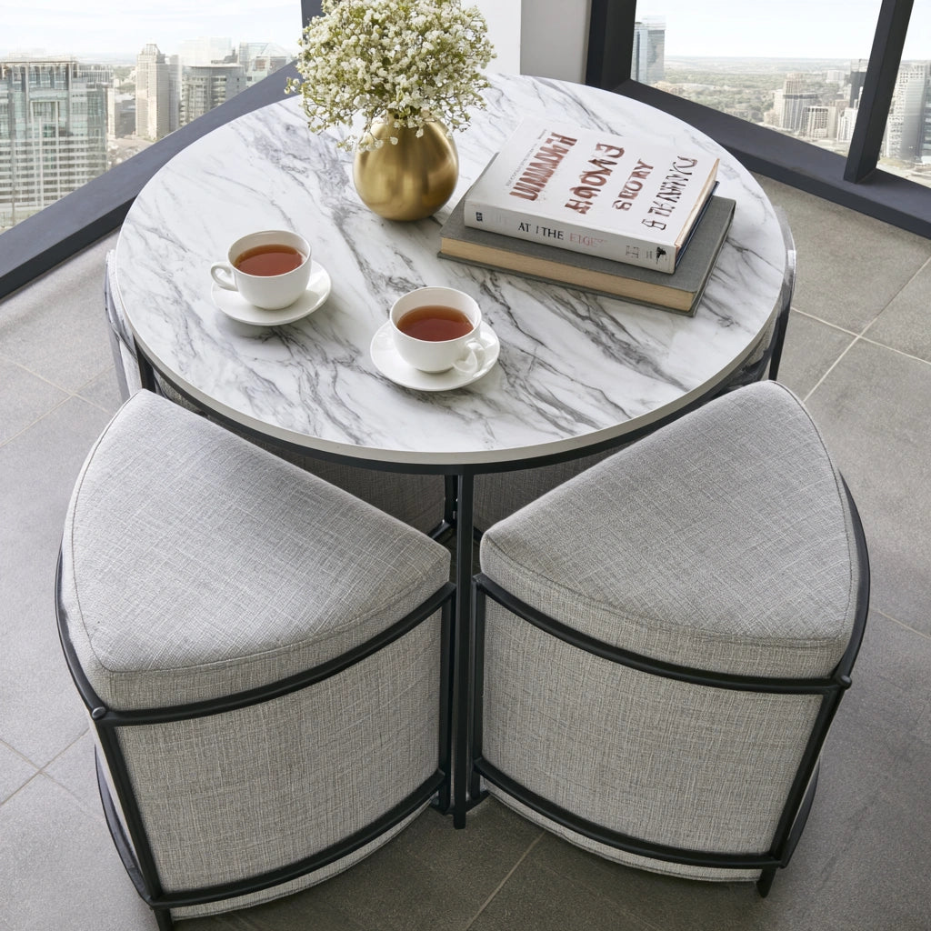 Set tavolo e sedie da pranzo, colore grigio