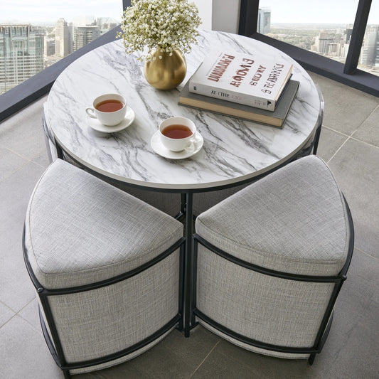 Set tavolo e sedie da pranzo, colore grigio