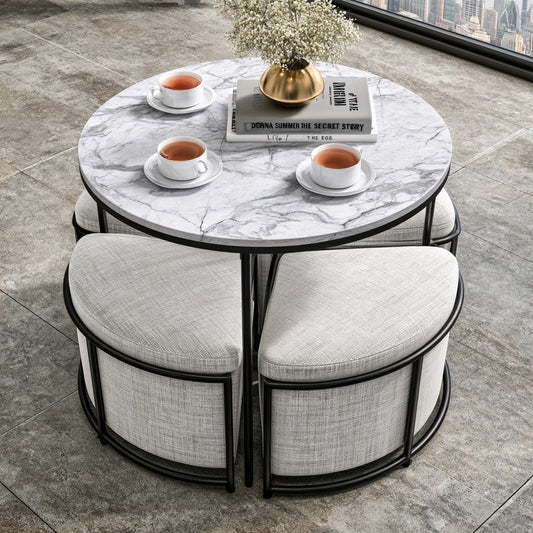 Set tavolo e sedie da pranzo, colore grigio