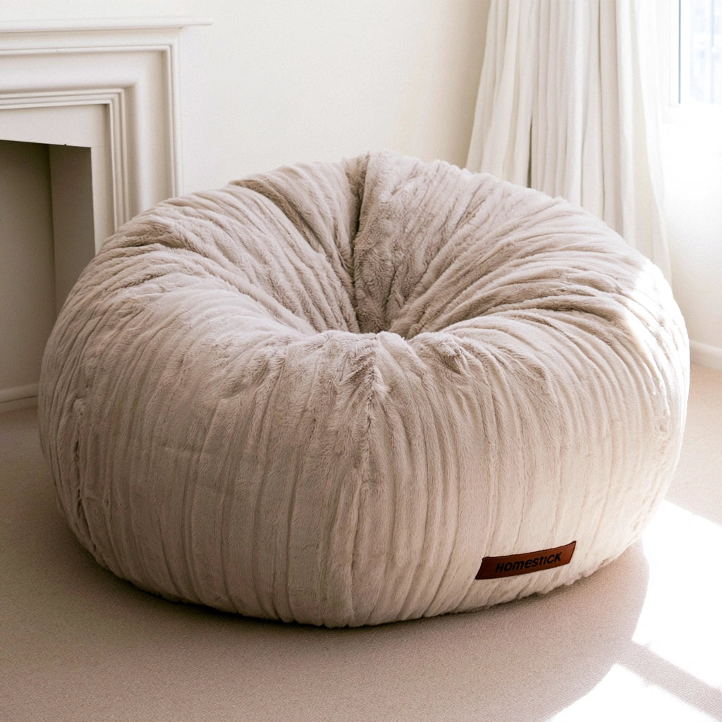 Pouf a sacco con maniglia, colore grigio